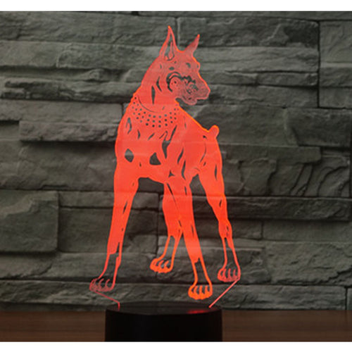 3D LED Night Light Doberman Pinscher Dog with 7 Colors Light for Home Decoration Lamp Amazing Visualization Optical Illusion
